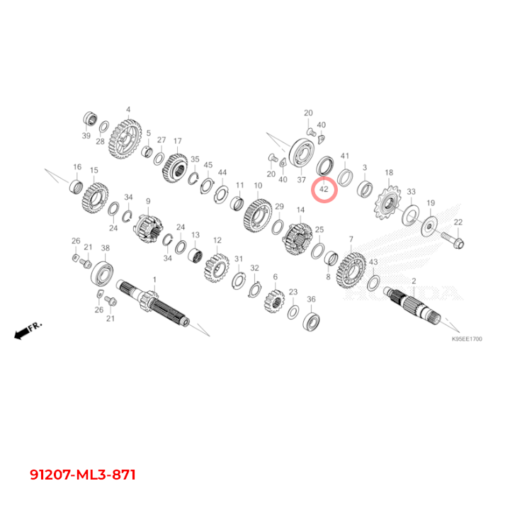 honda olietætning, 31x40x7 (arai) 91207-ML3-871 91207ML3871