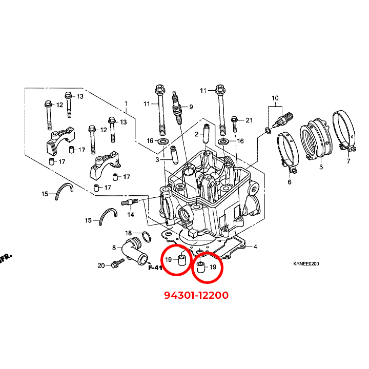 honda styrestift, topstykke, 12x20 94301-12200 9430112200