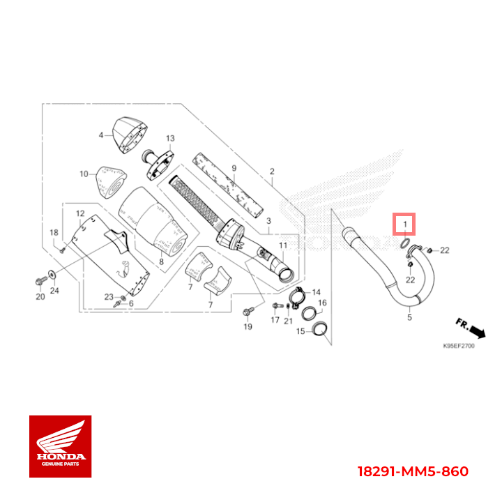 honda pakning, udstødningsrør 18291-MM5-860-1 18291MM5860