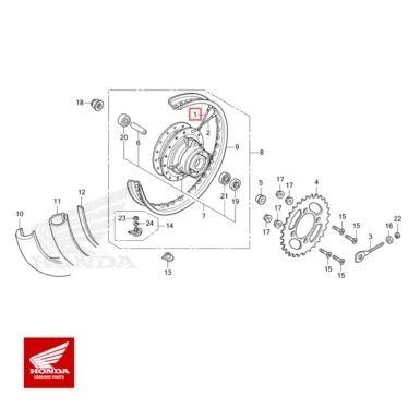 HONDA Original eger sæt baghjul a, f. (b10x123.5) inderside CRF125