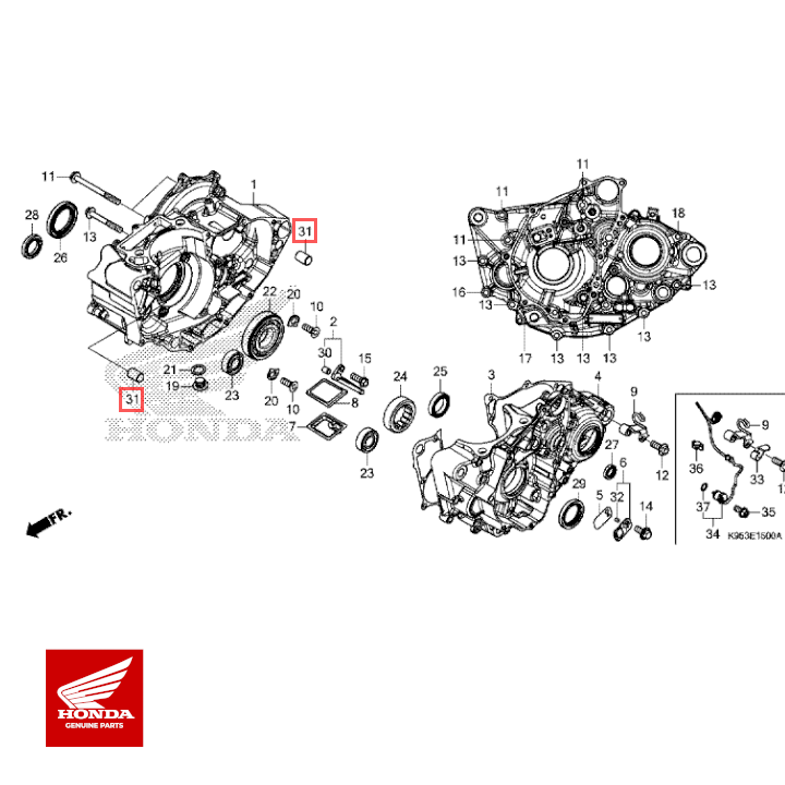 Styrestift bolt, krumtaphus, 14x20 Honda CRF