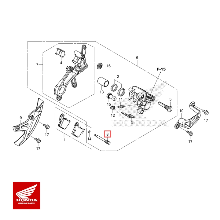 HONDA original tap, ophæng, calliper, bagbremse - Billede 2